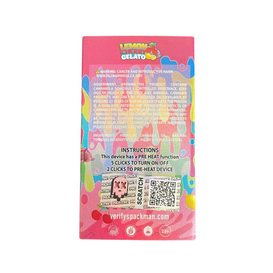 pluma desechable pack man lemon cherry gelato Sativa1 pluma desechable pack man lemon cherry gelato Sativa1