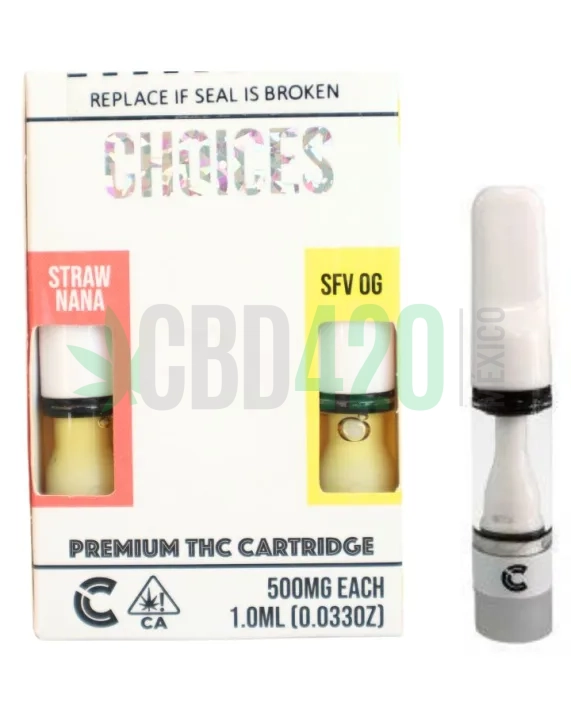 CARTUCHOS WAX 2 EN 1 – CHOICES  «Strawnana - Sfv Og» (Híbrida)