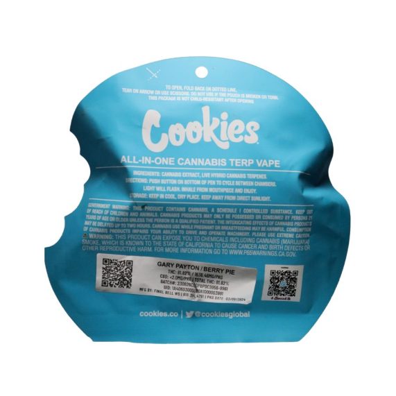 PLUMA WAX COOKIES DUAL CHAMBER GARY PAYTON BERRY PIE BACK