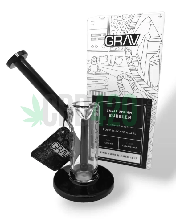 GRAV SMALL UPRIGHT BUBBLER - CLEAR-black ub3.3