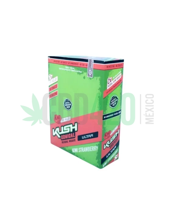 WRAPS PREROLADOS - KUSH CONICAL "Kiwi strawberry" King size (caja 15x2 paquetes)