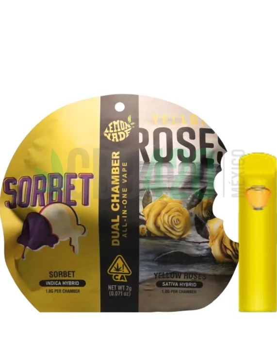 PLUMA DE WAX DESECHABLE - COOKIES LEMONADE (2 en 1) "Sorbet - Yellow Roses" 2ML (INDICA & SATIVA)