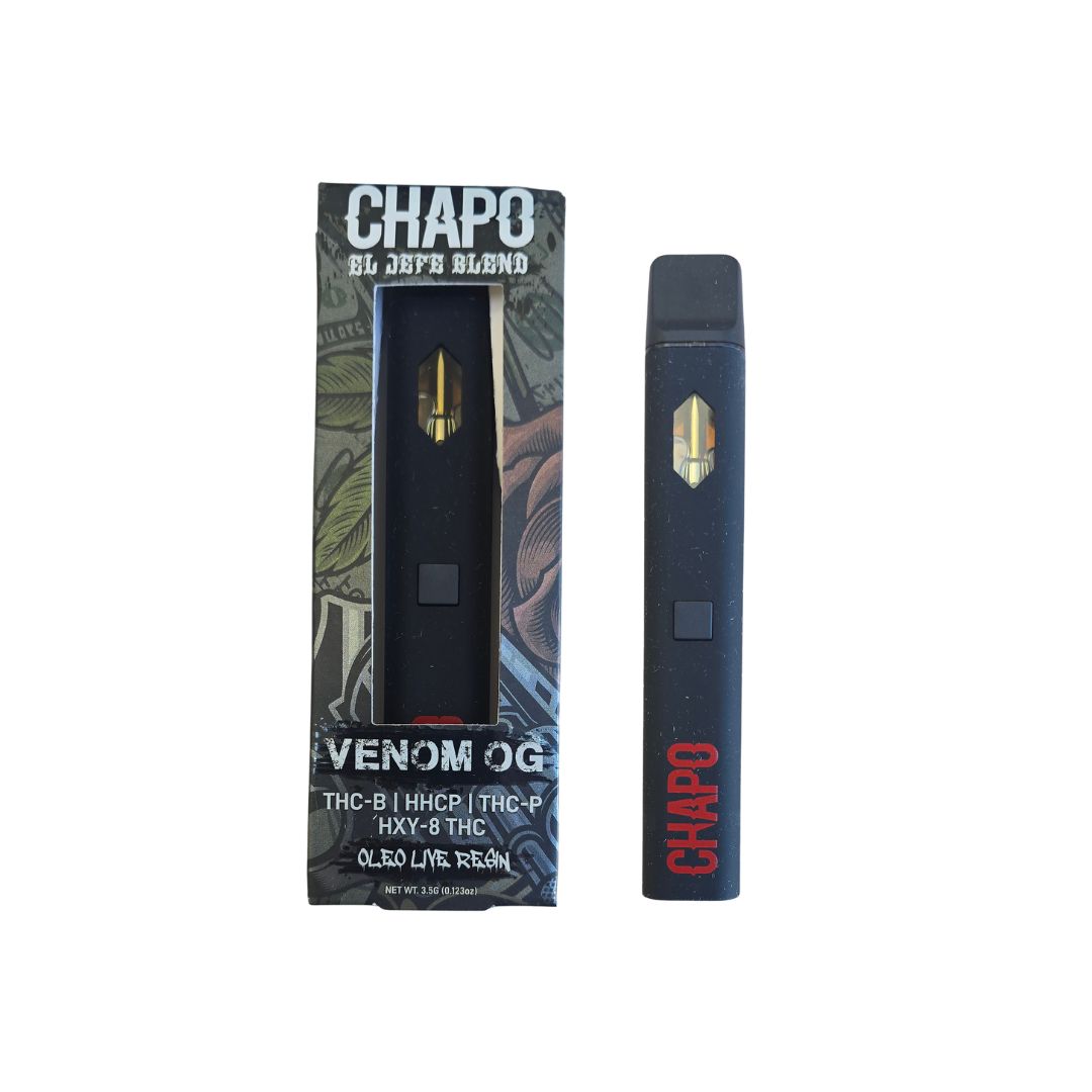 PLUMA DE WAX – CHAPO «Venom OG» THC-B + HHCP + THC-P + HXY-8 THC 3.5 MG (HIBRIDA)