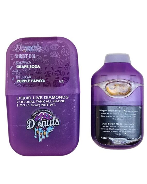 PLUMA DE WAX - DONUTS 2 (SABORES) "Grape Soda - Purple Papaya" 2 ML (SATIVA/INDICA)